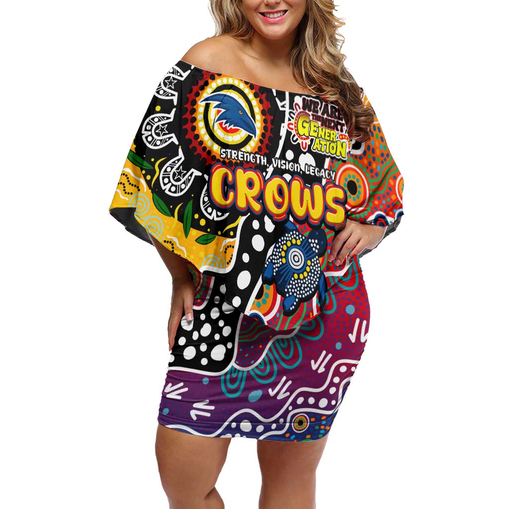 Personalised Crows AFL Celebrating 50 Years of Naidoc Off Shoulder Short Dress NAIDOC Week 2025 Aboriginal