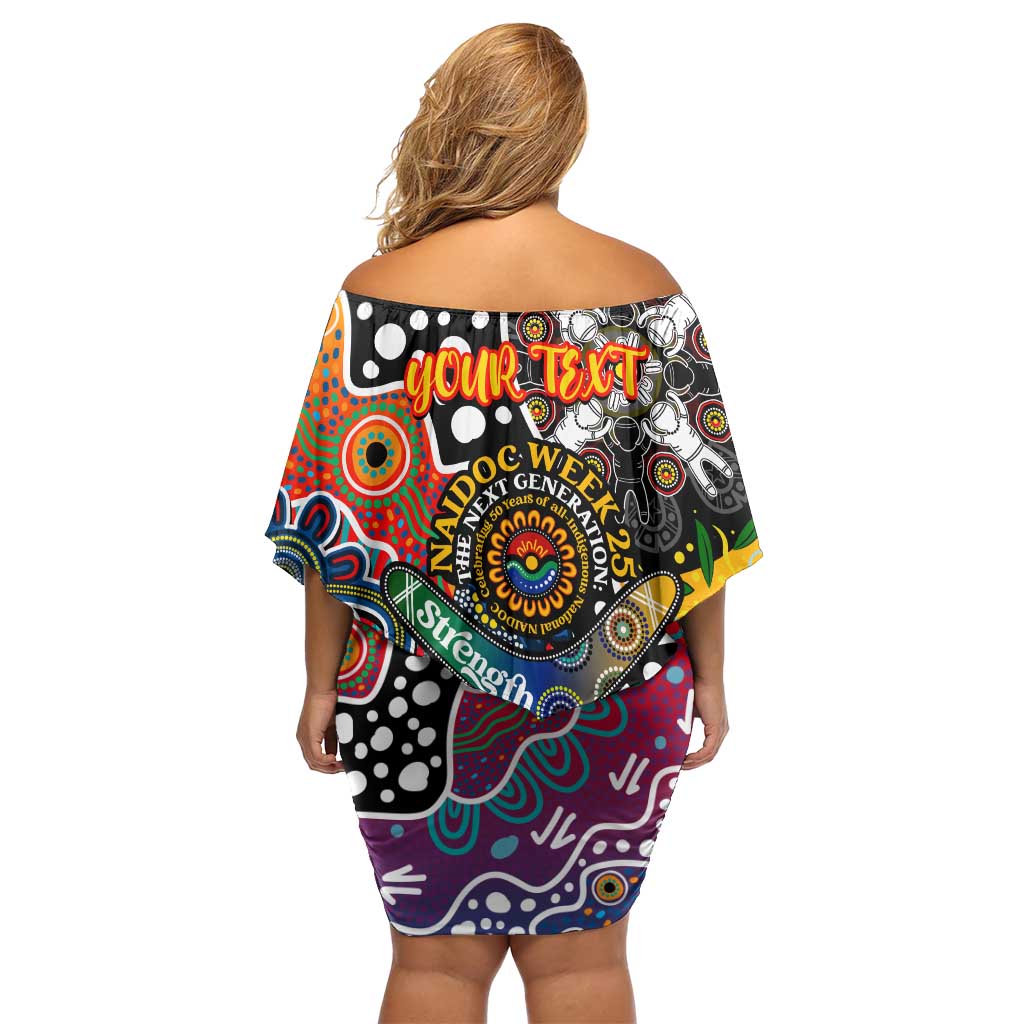 Personalised Crows AFL Celebrating 50 Years of Naidoc Off Shoulder Short Dress NAIDOC Week 2025 Aboriginal