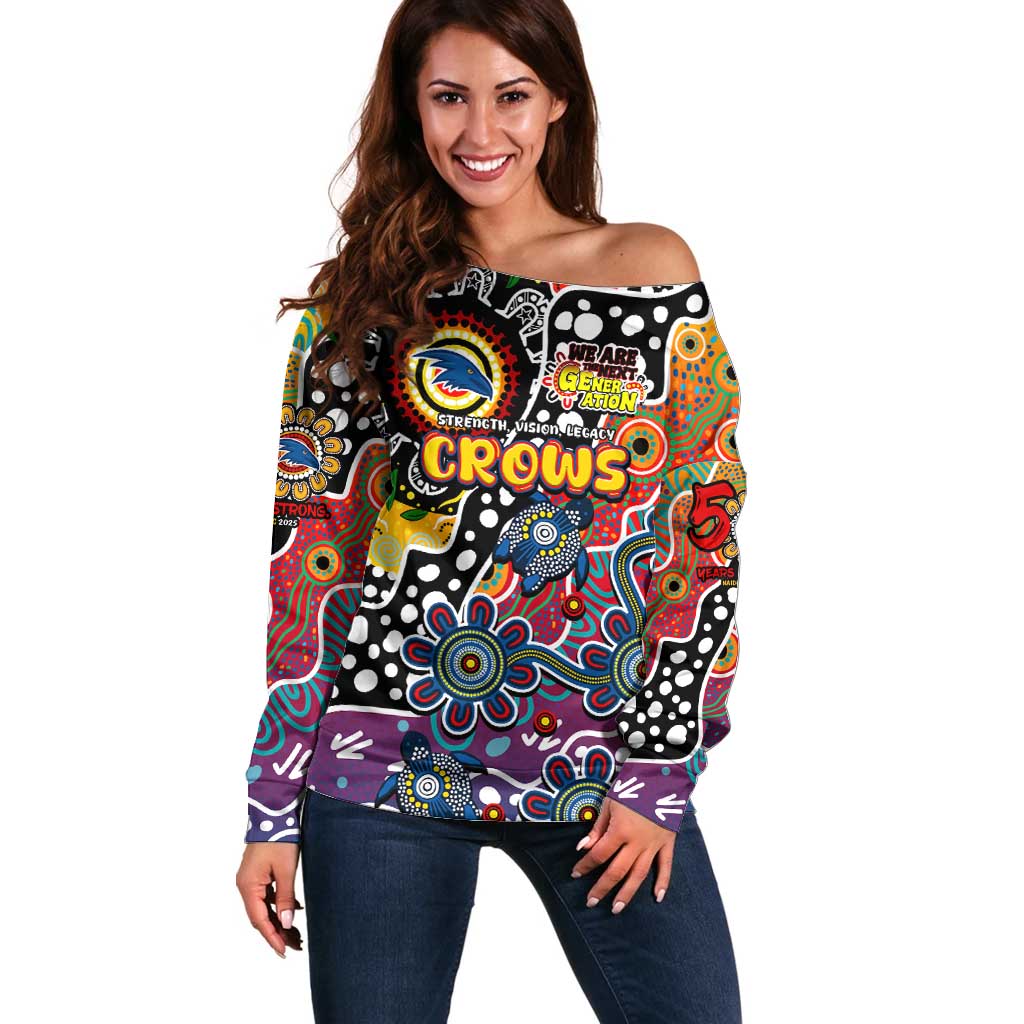 Personalised Crows AFL Celebrating 50 Years of Naidoc Off Shoulder Sweater NAIDOC Week 2025 Aboriginal