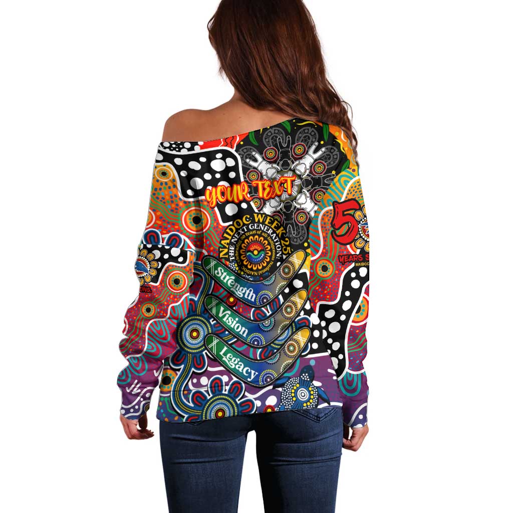 Personalised Crows AFL Celebrating 50 Years of Naidoc Off Shoulder Sweater NAIDOC Week 2025 Aboriginal