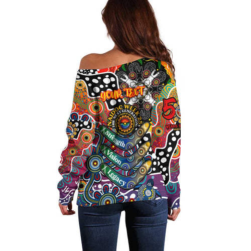 Personalised Crows AFL Celebrating 50 Years of Naidoc Off Shoulder Sweater NAIDOC Week 2025 Aboriginal