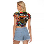 Personalised Crows AFL Celebrating 50 Years of Naidoc Raglan Cropped T Shirt NAIDOC Week 2025 Aboriginal