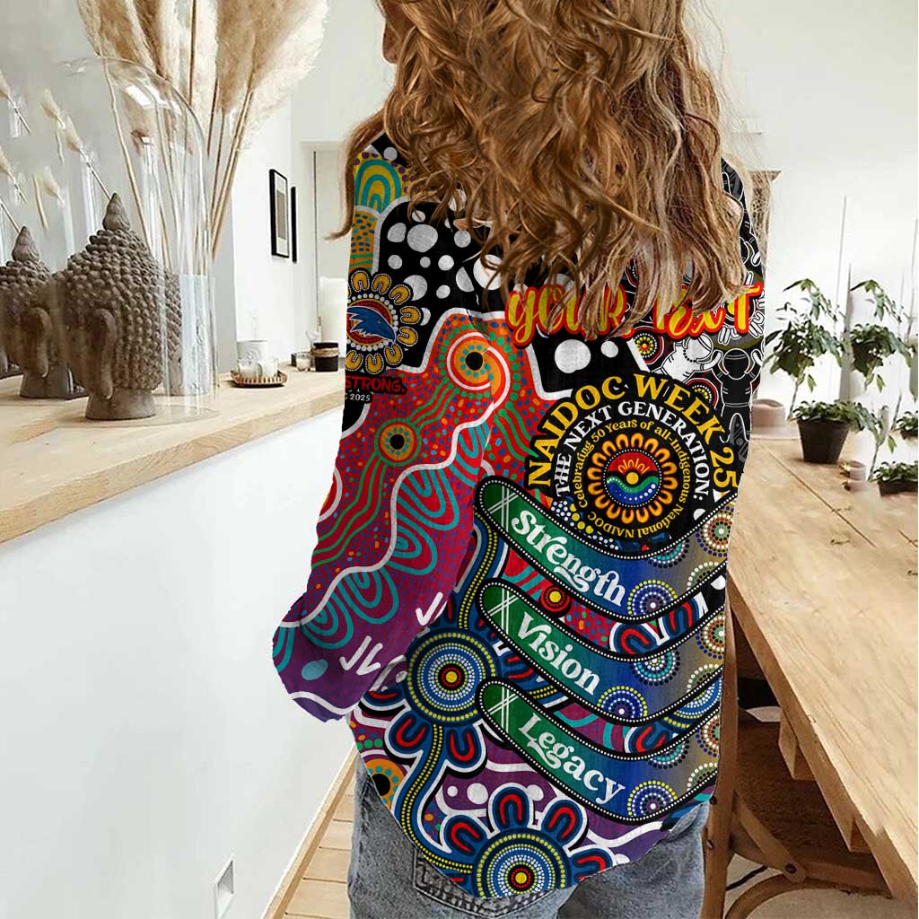 Personalised Crows AFL Celebrating 50 Years of Naidoc Women Casual Shirt NAIDOC Week 2025 Aboriginal