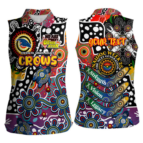 Personalised Crows AFL Celebrating 50 Years of Naidoc Women Sleeveless Polo Shirt NAIDOC Week 2025 Aboriginal