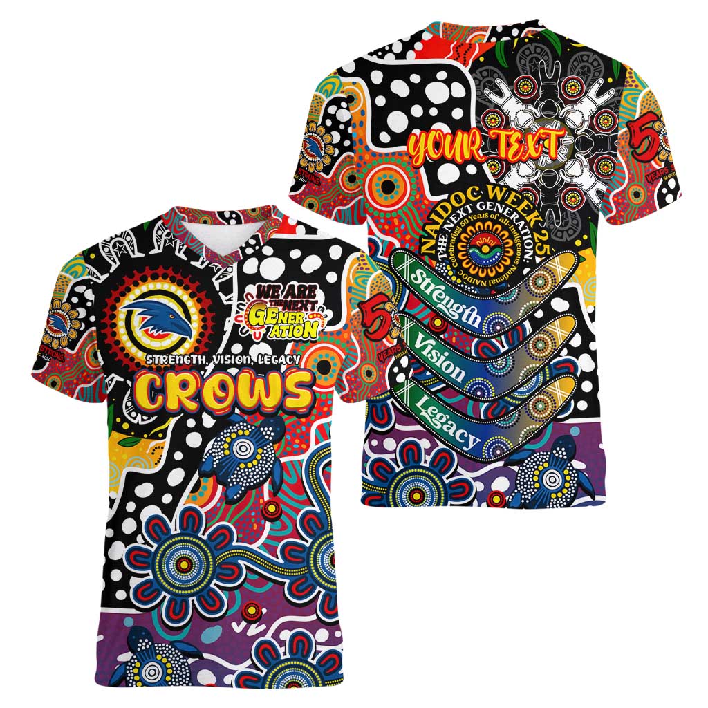 Personalised Crows AFL Celebrating 50 Years of Naidoc Women V-Neck T-Shirt NAIDOC Week 2025 Aboriginal