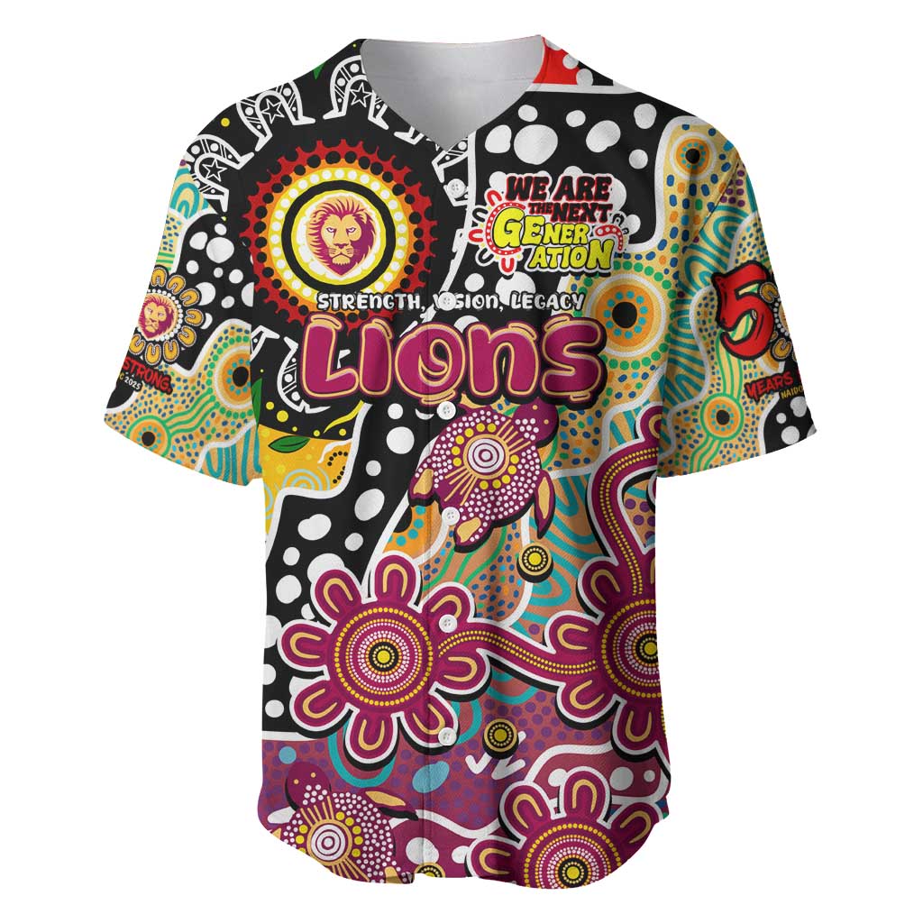 Personalised Lions AFL Celebrating 50 Years of Naidoc Baseball Jersey NAIDOC Week 2025 Aboriginal