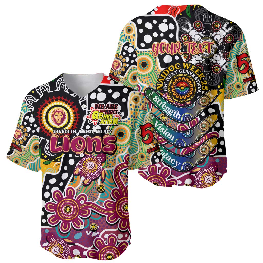 Personalised Lions AFL Celebrating 50 Years of Naidoc Baseball Jersey NAIDOC Week 2025 Aboriginal
