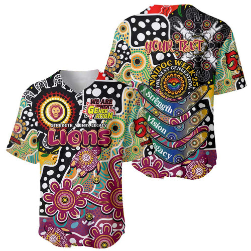 Personalised Lions AFL Celebrating 50 Years of Naidoc Baseball Jersey NAIDOC Week 2025 Aboriginal