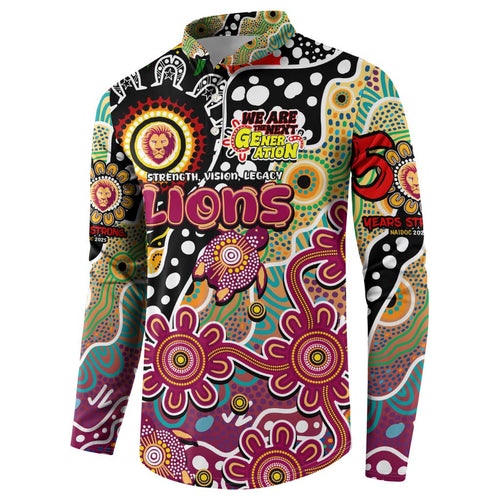 Personalised Lions AFL Celebrating 50 Years of Naidoc Button Sweatshirt NAIDOC Week 2025 Aboriginal