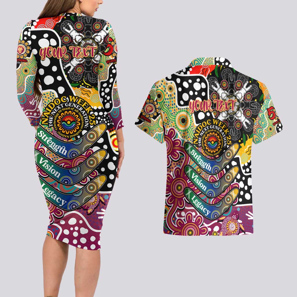 Personalised Lions AFL Celebrating 50 Years of Naidoc Couples Matching Long Sleeve Bodycon Dress and Hawaiian Shirt NAIDOC Week 2025 Aboriginal