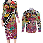 Personalised Lions AFL Celebrating 50 Years of Naidoc Couples Matching Long Sleeve Bodycon Dress and Long Sleeve Button Shirt NAIDOC Week 2025 Aboriginal