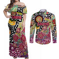 Personalised Lions AFL Celebrating 50 Years of Naidoc Couples Matching Off Shoulder Maxi Dress and Long Sleeve Button Shirt NAIDOC Week 2025 Aboriginal