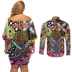 Personalised Lions AFL Celebrating 50 Years of Naidoc Couples Matching Off Shoulder Short Dress and Long Sleeve Button Shirt NAIDOC Week 2025 Aboriginal