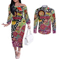 Personalised Lions AFL Celebrating 50 Years of Naidoc Couples Matching Off The Shoulder Long Sleeve Dress and Long Sleeve Button Shirt NAIDOC Week 2025 Aboriginal