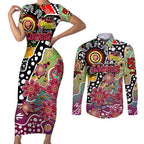 Personalised Lions AFL Celebrating 50 Years of Naidoc Couples Matching Short Sleeve Bodycon Dress and Long Sleeve Button Shirt NAIDOC Week 2025 Aboriginal