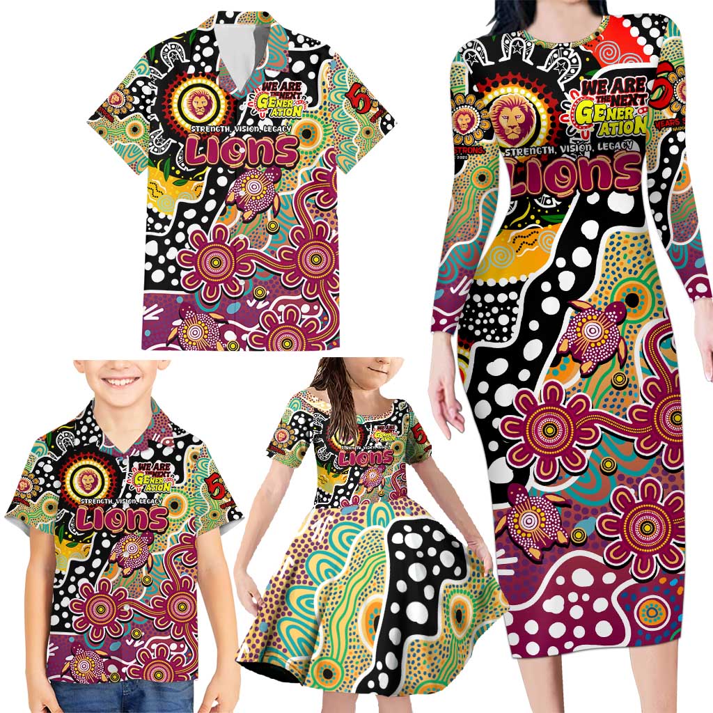 Personalised Lions AFL Celebrating 50 Years of Naidoc Family Matching Long Sleeve Bodycon Dress and Hawaiian Shirt NAIDOC Week 2025 Aboriginal