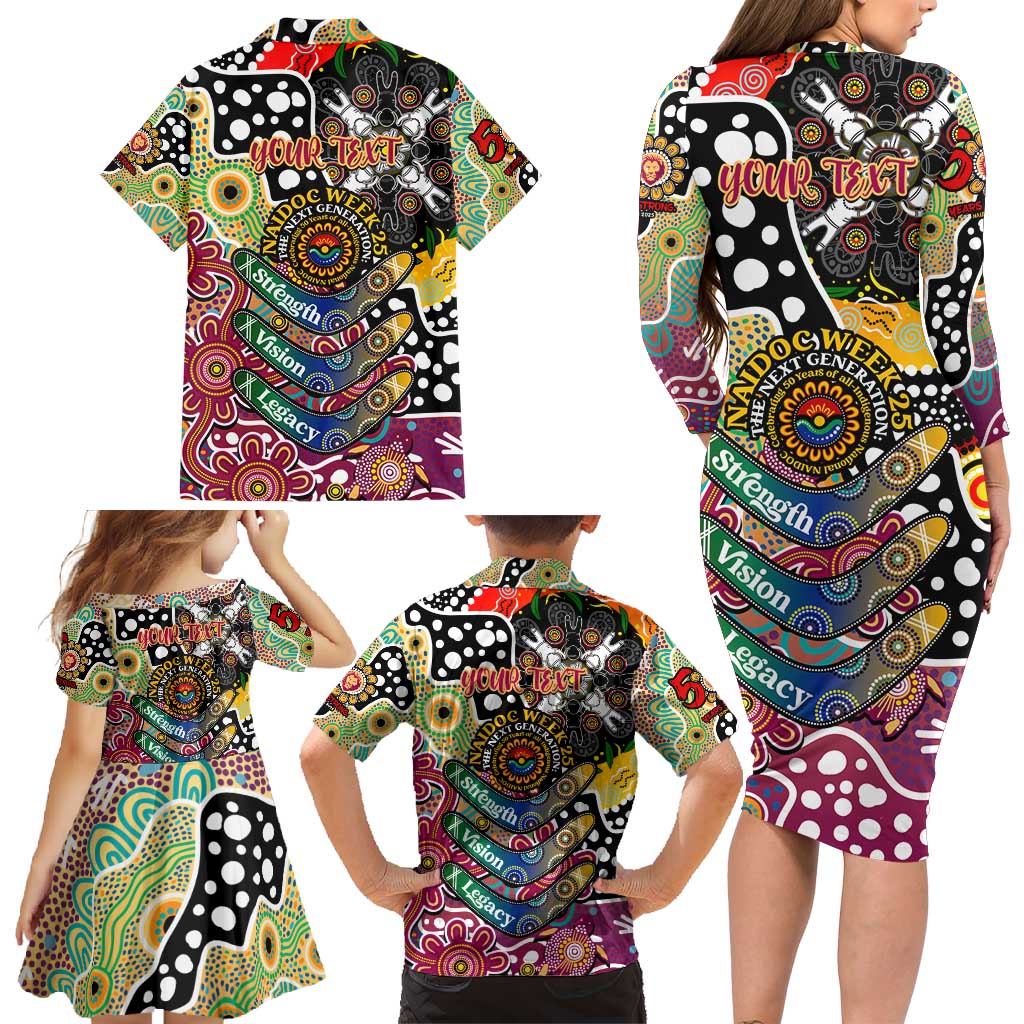 Personalised Lions AFL Celebrating 50 Years of Naidoc Family Matching Long Sleeve Bodycon Dress and Hawaiian Shirt NAIDOC Week 2025 Aboriginal