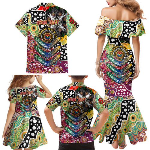 Personalised Lions AFL Celebrating 50 Years of Naidoc Family Matching Mermaid Dress and Hawaiian Shirt NAIDOC Week 2025 Aboriginal