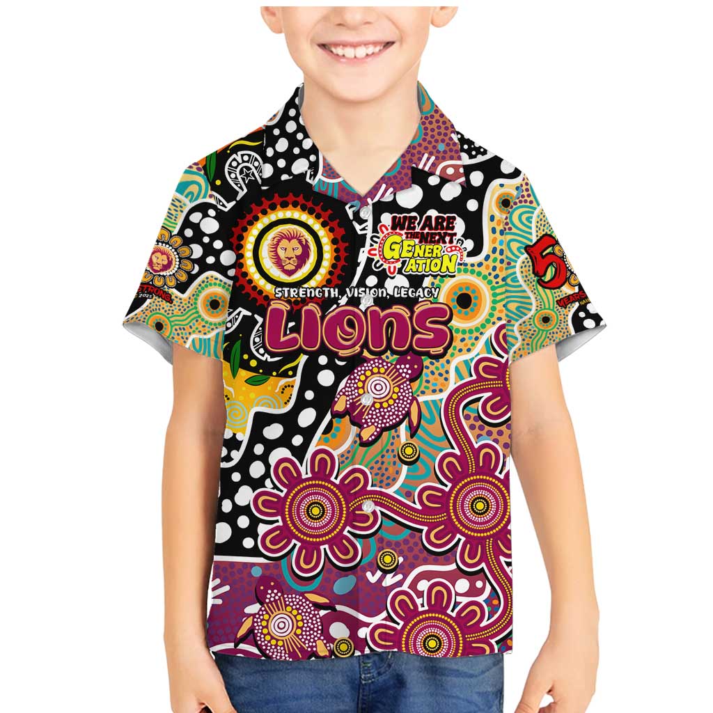 Personalised Lions AFL Celebrating 50 Years of Naidoc Family Matching Mermaid Dress and Hawaiian Shirt NAIDOC Week 2025 Aboriginal