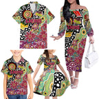 Personalised Lions AFL Celebrating 50 Years of Naidoc Family Matching Off The Shoulder Long Sleeve Dress and Hawaiian Shirt NAIDOC Week 2025 Aboriginal