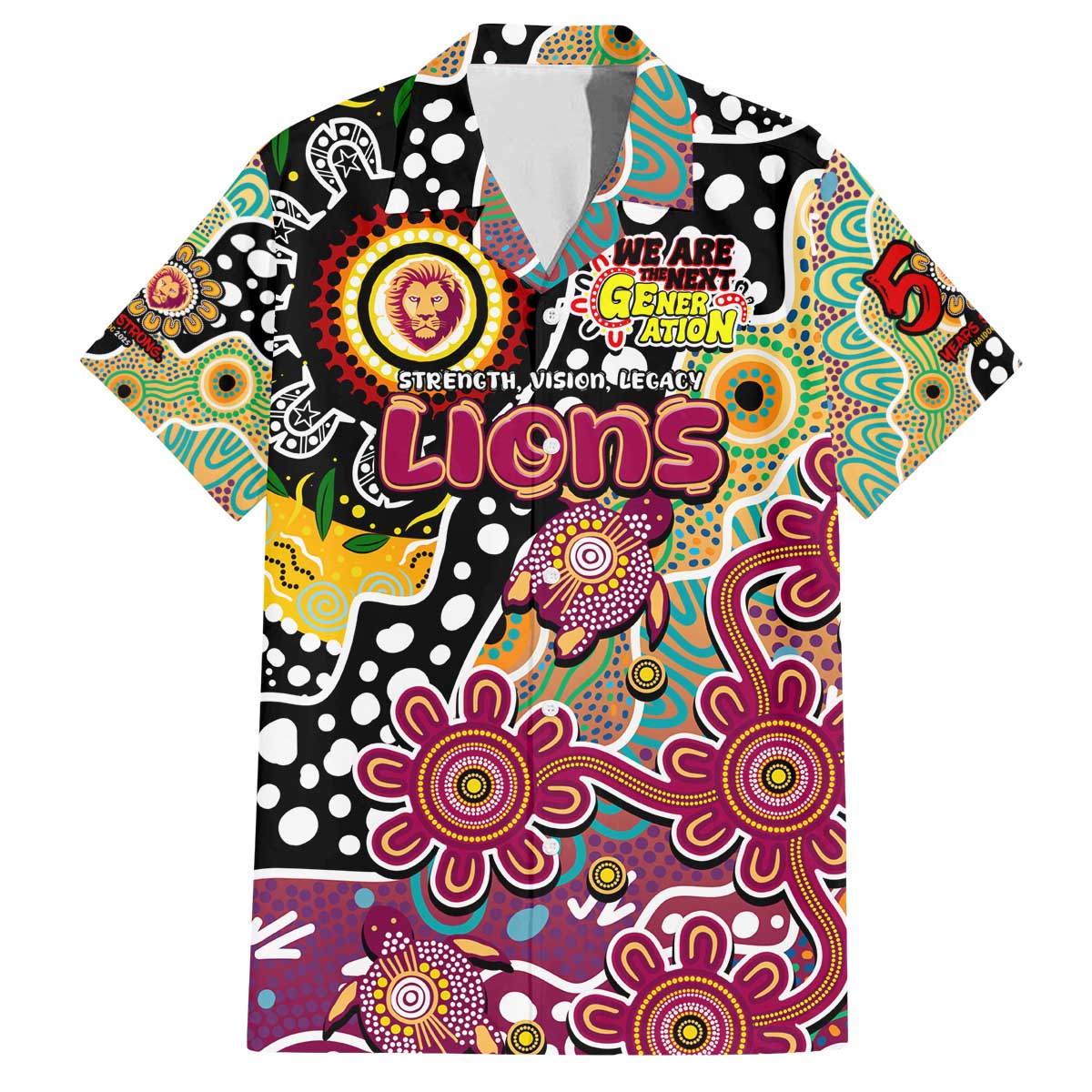Personalised Lions AFL Celebrating 50 Years of Naidoc Family Matching Off The Shoulder Long Sleeve Dress and Hawaiian Shirt NAIDOC Week 2025 Aboriginal