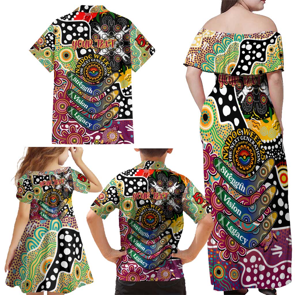 Personalised Lions AFL Celebrating 50 Years of Naidoc Family Matching Off Shoulder Maxi Dress and Hawaiian Shirt NAIDOC Week 2025 Aboriginal