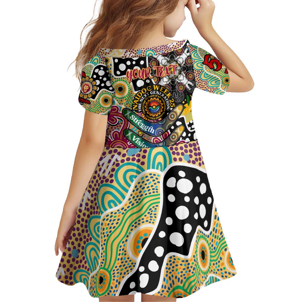 Personalised Lions AFL Celebrating 50 Years of Naidoc Family Matching Off Shoulder Short Dress and Hawaiian Shirt NAIDOC Week 2025 Aboriginal