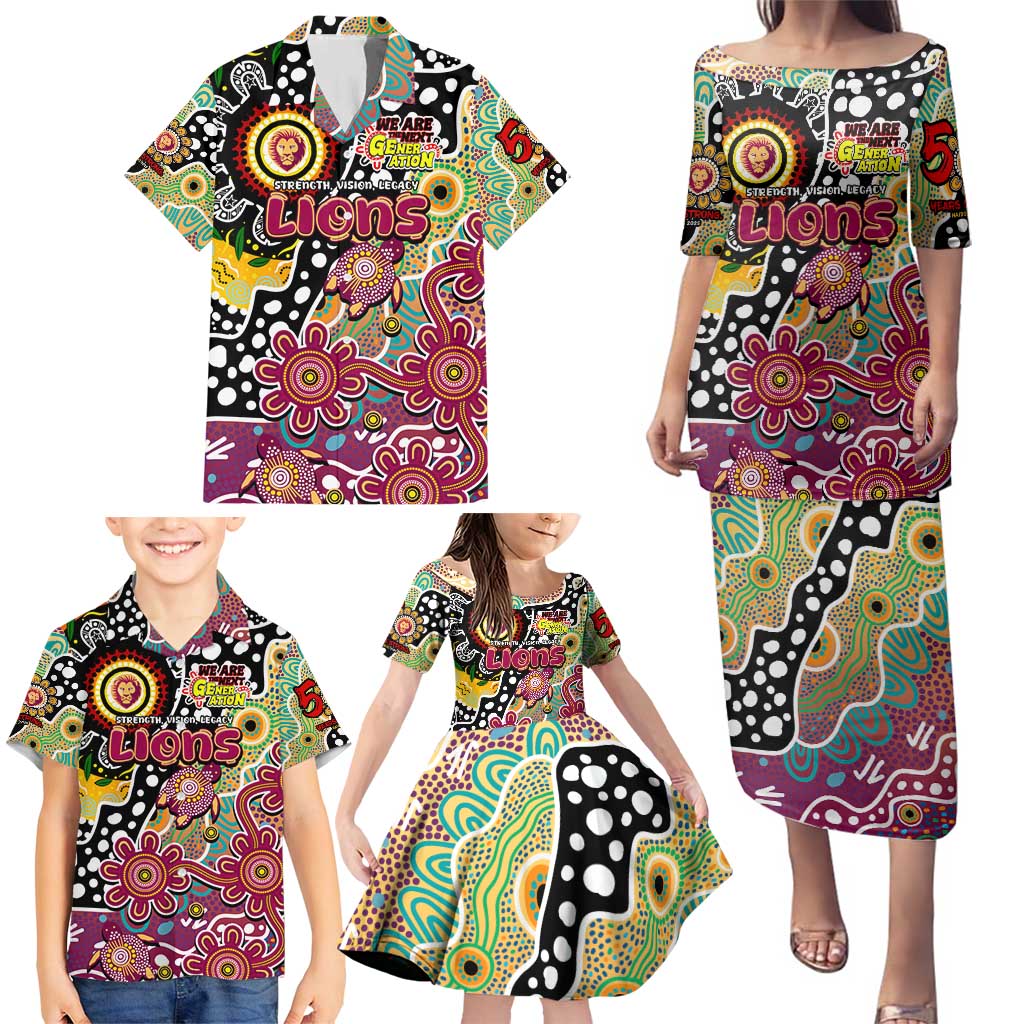 Personalised Lions AFL Celebrating 50 Years of Naidoc Family Matching Puletasi and Hawaiian Shirt NAIDOC Week 2025 Aboriginal