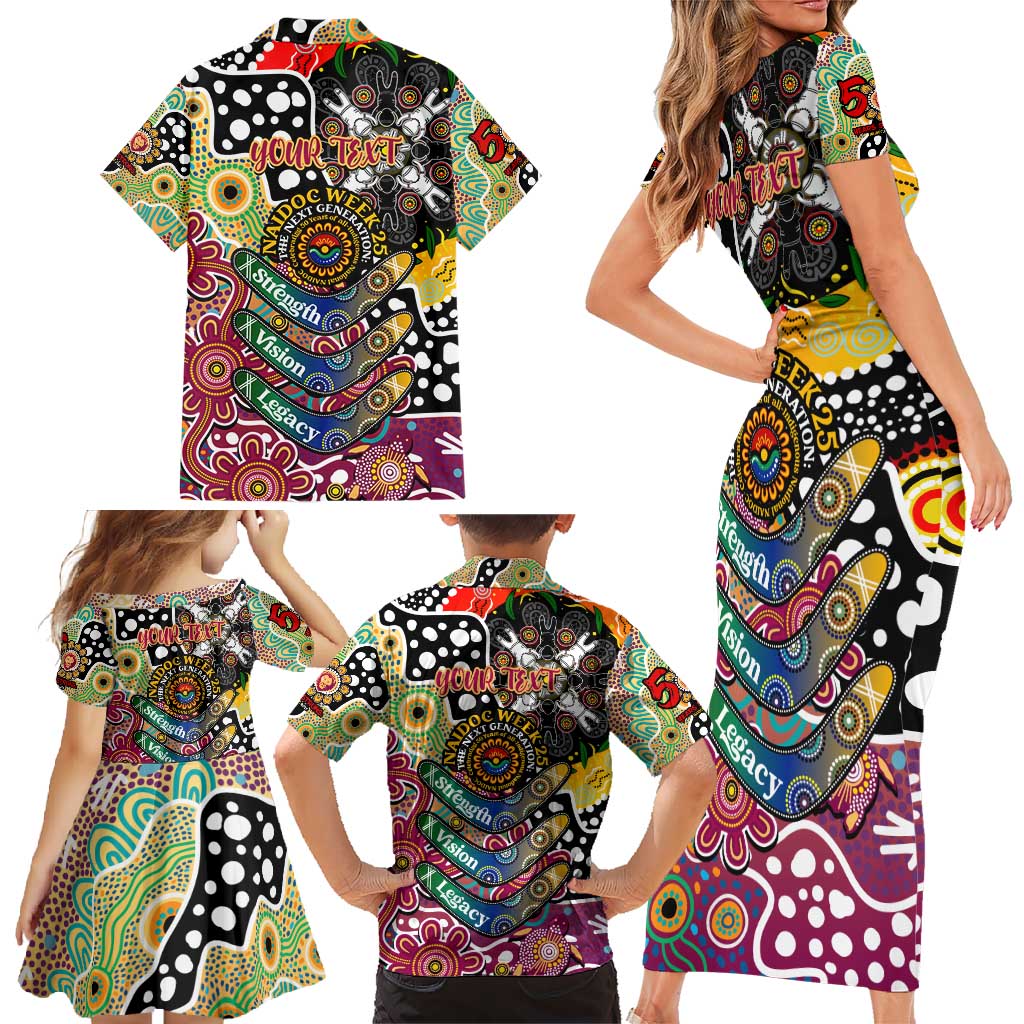 Personalised Lions AFL Celebrating 50 Years of Naidoc Family Matching Short Sleeve Bodycon Dress and Hawaiian Shirt NAIDOC Week 2025 Aboriginal