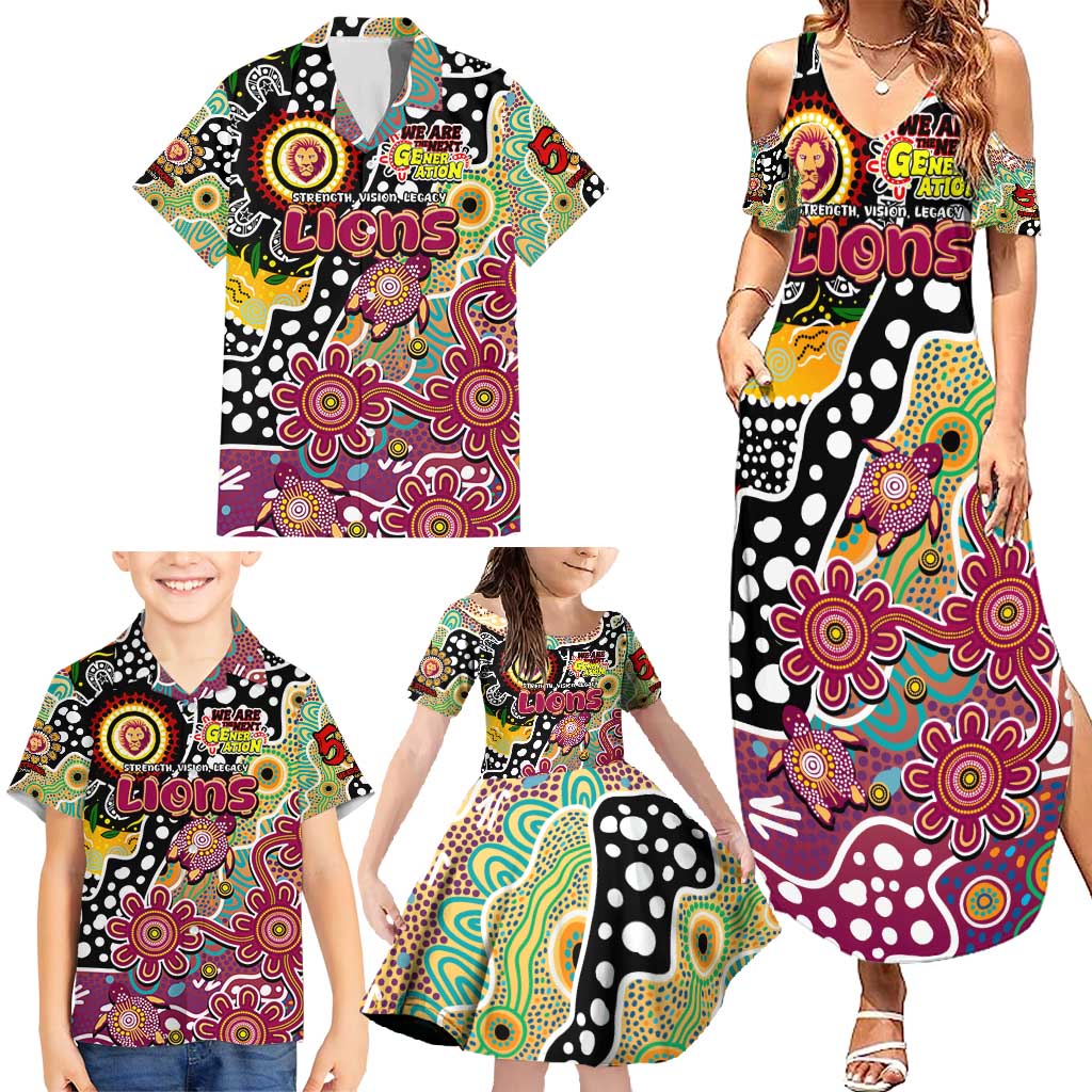 Personalised Lions AFL Celebrating 50 Years of Naidoc Family Matching Summer Maxi Dress and Hawaiian Shirt NAIDOC Week 2025 Aboriginal