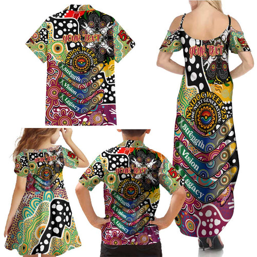Personalised Lions AFL Celebrating 50 Years of Naidoc Family Matching Summer Maxi Dress and Hawaiian Shirt NAIDOC Week 2025 Aboriginal