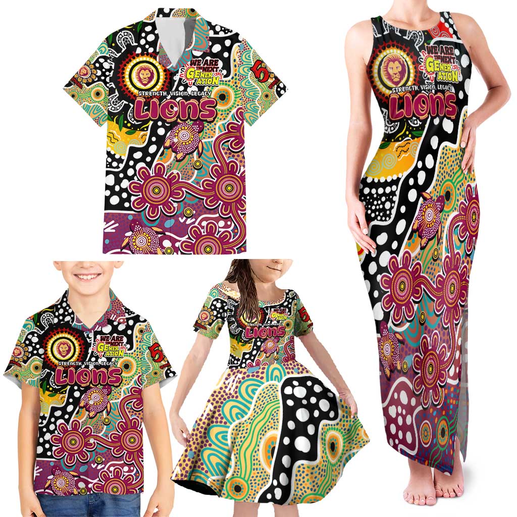 Personalised Lions AFL Celebrating 50 Years of Naidoc Family Matching Tank Maxi Dress and Hawaiian Shirt NAIDOC Week 2025 Aboriginal