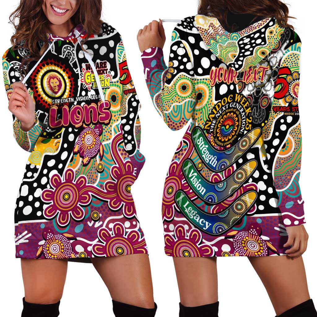 Personalised Lions AFL Celebrating 50 Years of Naidoc Hoodie Dress NAIDOC Week 2025 Aboriginal