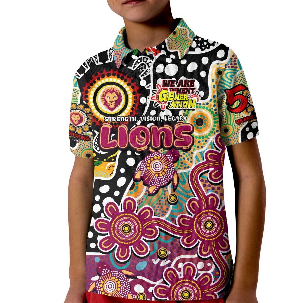 Personalised Lions AFL Celebrating 50 Years of Naidoc Kid Polo Shirt NAIDOC Week 2025 Aboriginal