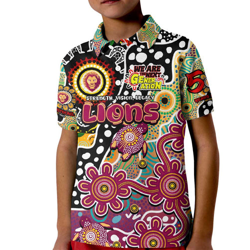 Personalised Lions AFL Celebrating 50 Years of Naidoc Kid Polo Shirt NAIDOC Week 2025 Aboriginal