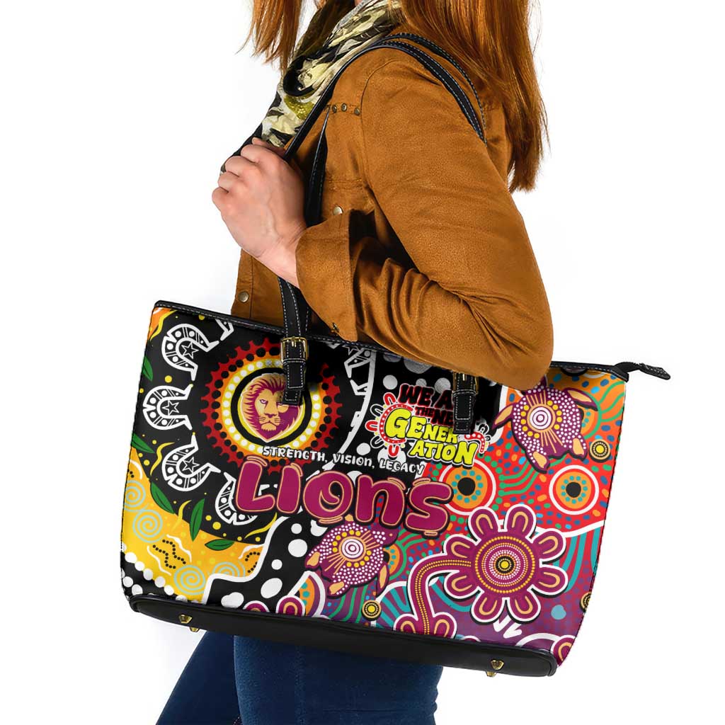 Lions AFL Celebrating 50 Years of Naidoc Leather Tote Bag NAIDOC Week 2025 Aboriginal