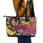 Lions AFL Celebrating 50 Years of Naidoc Leather Tote Bag NAIDOC Week 2025 Aboriginal