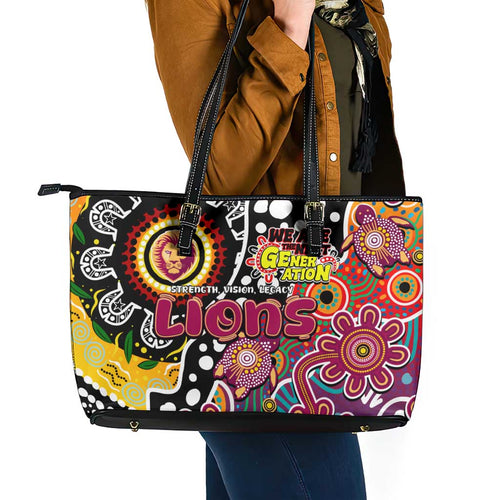 Lions AFL Celebrating 50 Years of Naidoc Leather Tote Bag NAIDOC Week 2025 Aboriginal