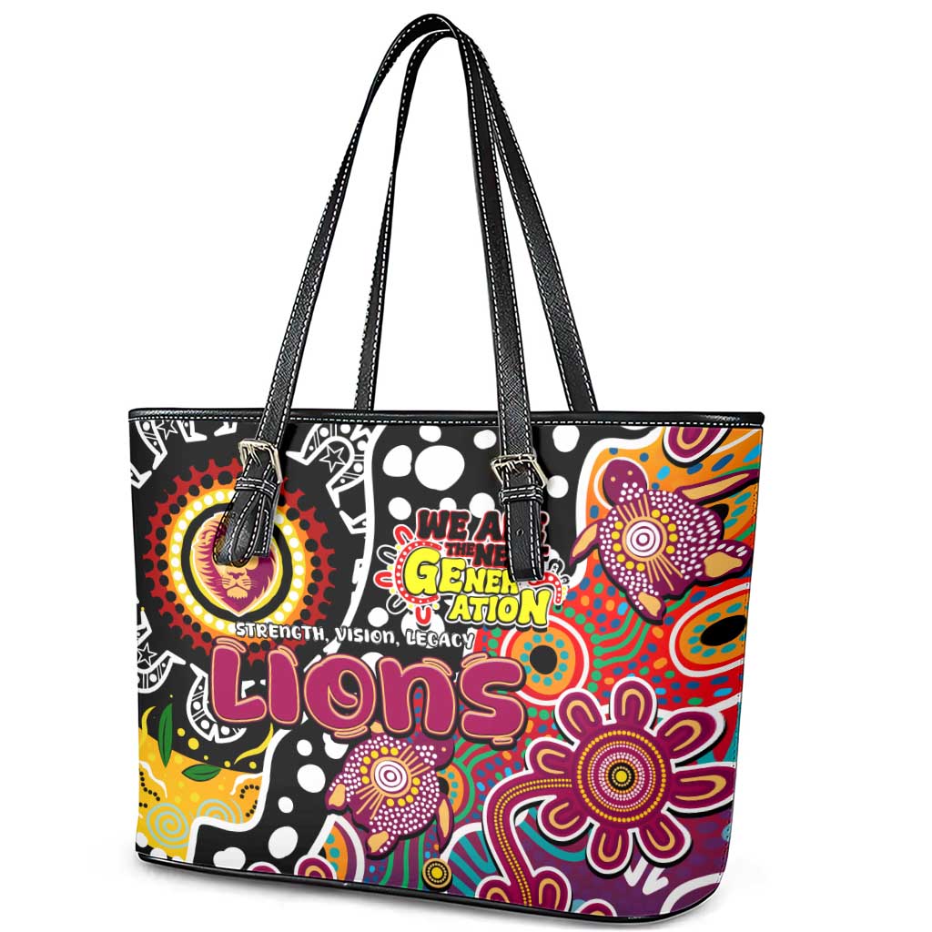 Lions AFL Celebrating 50 Years of Naidoc Leather Tote Bag NAIDOC Week 2025 Aboriginal