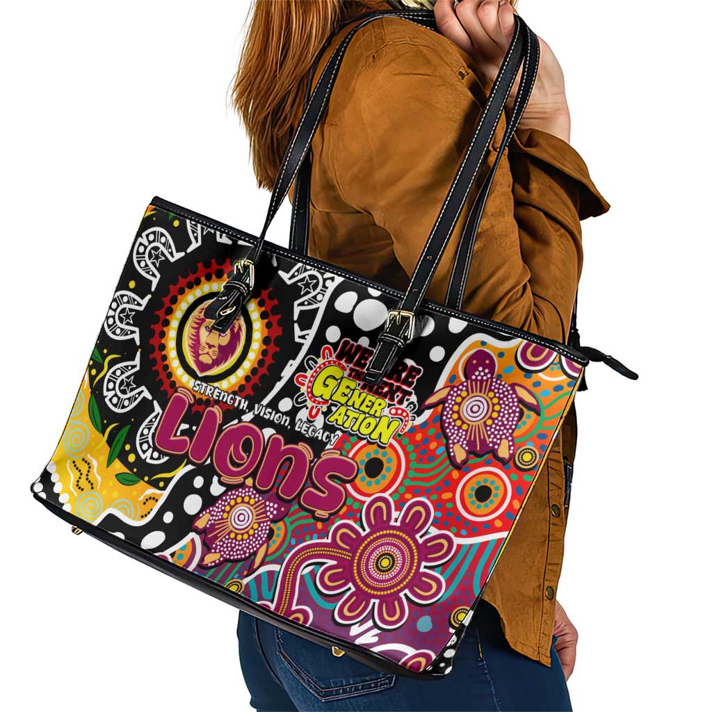 Lions AFL Celebrating 50 Years of Naidoc Leather Tote Bag NAIDOC Week 2025 Aboriginal