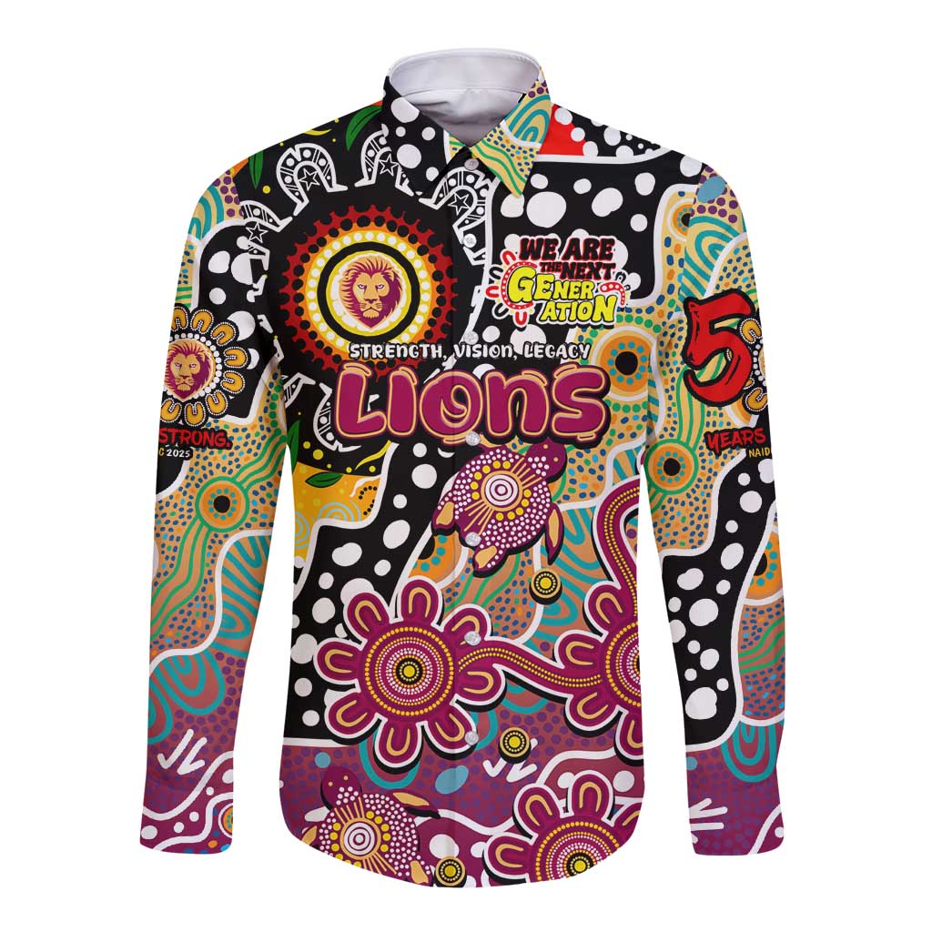 Personalised Lions AFL Celebrating 50 Years of Naidoc Long Sleeve Button Shirt NAIDOC Week 2025 Aboriginal