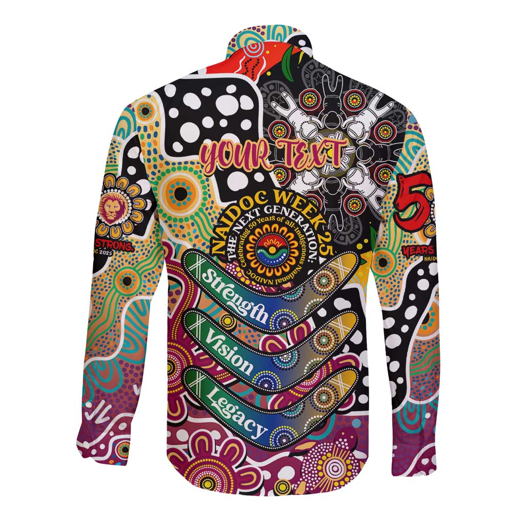 Personalised Lions AFL Celebrating 50 Years of Naidoc Long Sleeve Button Shirt NAIDOC Week 2025 Aboriginal