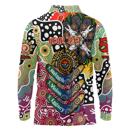 Personalised Lions AFL Celebrating 50 Years of Naidoc Long Sleeve Polo Shirt NAIDOC Week 2025 Aboriginal