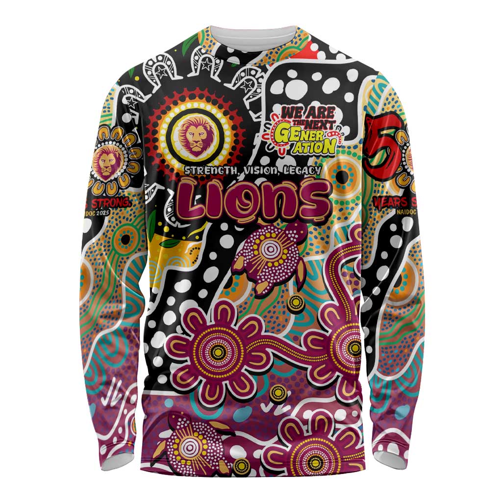 Personalised Lions AFL Celebrating 50 Years of Naidoc Long Sleeve Shirt NAIDOC Week 2025 Aboriginal