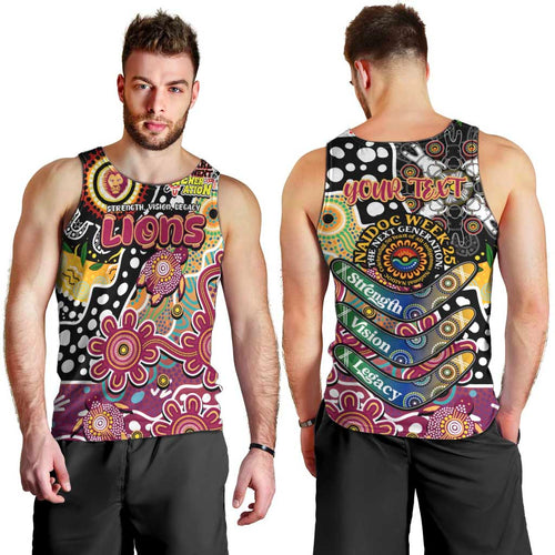 Personalised Lions AFL Celebrating 50 Years of Naidoc Men Tank Top NAIDOC Week 2025 Aboriginal
