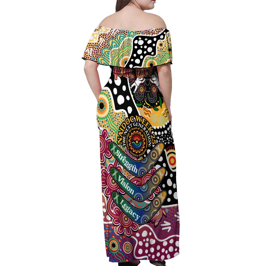 Personalised Lions AFL Celebrating 50 Years of Naidoc Off Shoulder Maxi Dress NAIDOC Week 2025 Aboriginal
