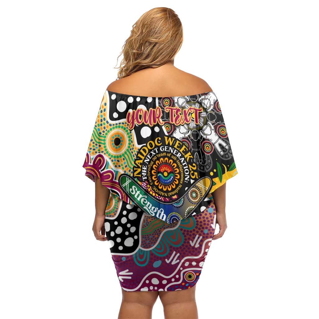Personalised Lions AFL Celebrating 50 Years of Naidoc Off Shoulder Short Dress NAIDOC Week 2025 Aboriginal