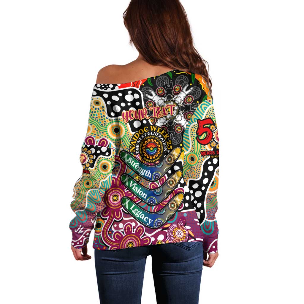 Personalised Lions AFL Celebrating 50 Years of Naidoc Off Shoulder Sweater NAIDOC Week 2025 Aboriginal