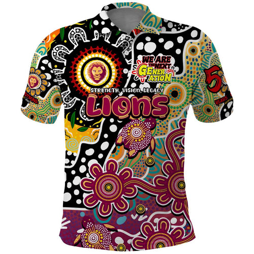 Personalised Lions AFL Celebrating 50 Years of Naidoc Polo Shirt NAIDOC Week 2025 Aboriginal