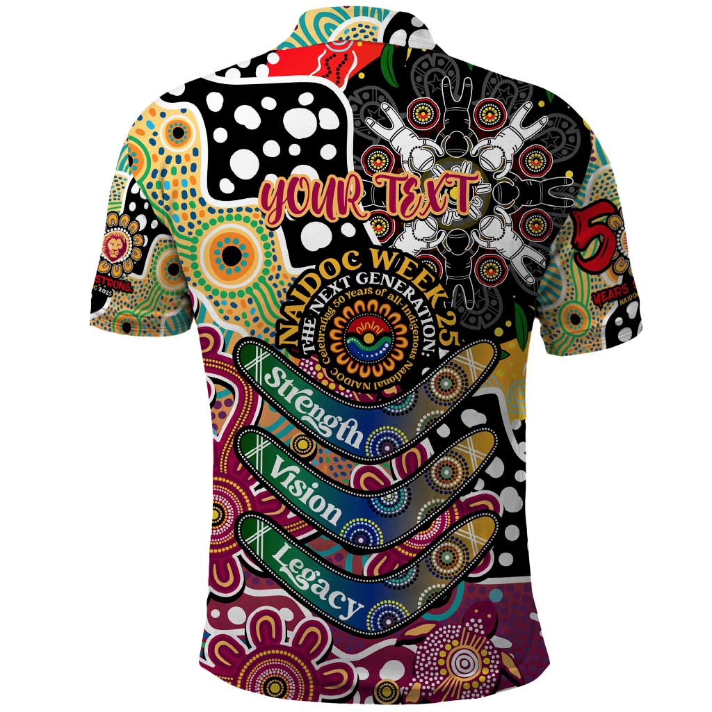 Personalised Lions AFL Celebrating 50 Years of Naidoc Polo Shirt NAIDOC Week 2025 Aboriginal